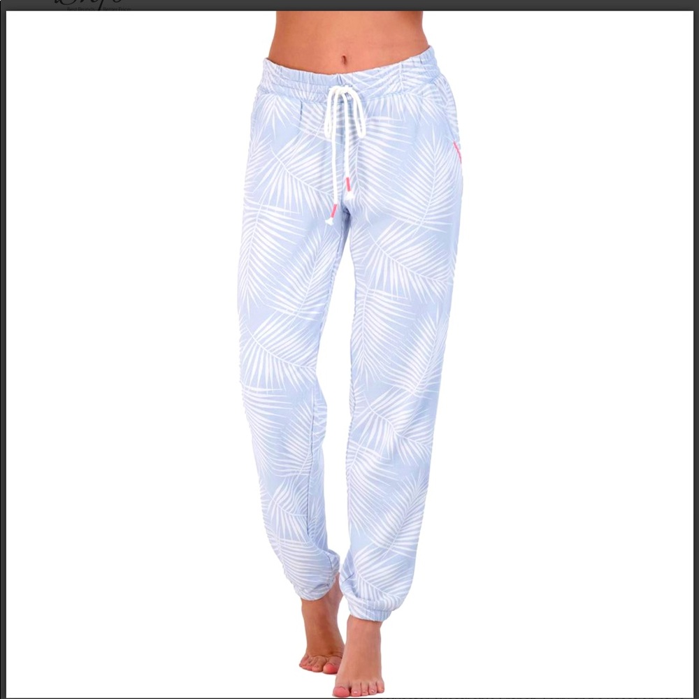 PJ SALVAGE TROPICAL BOTANICAL PRINT JERSEY LOUNGE PANTS